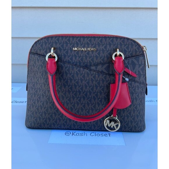 Michael Kors dome satchel purse jet set medium MK signature flame - Picture 2 of 11